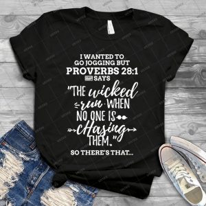 White Proverbs 28-1 I Wanted To Go Jogging But Lazy - Vintage Men's Shirt Tshirt For Women Classic Handmade Shirt Retro Graphic Tee