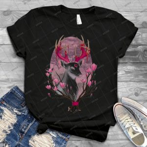 White Stag With Magnolias 89 - Vintage Men's Shirt Tshirt For Women Classic Handmade Shirt Retro Graphic Tee