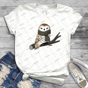 Winter Owl 57 - Vintage Men's Shirt Tshirt For Women Classic Handmade Shirt Retro Graphic Tee