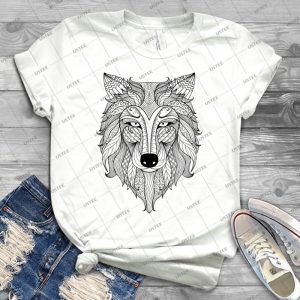 Wolf Illustration - Vintage Men's Shirt Tshirt For Women Classic Handmade Shirt Retro Graphic Tee