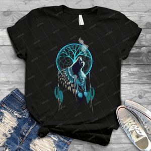 Wolf Indian Shaman 12 - Vintage Men's Shirt Tshirt For Women Classic Handmade Shirt Retro Graphic Tee