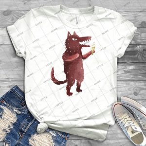 Wolf With Ice Cream 8 - Vintage Men's Shirt Tshirt For Women Classic Handmade Shirt Retro Graphic Tee