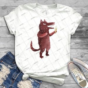 Wolf With Ice Cream 98 - Trending Shirt For Women Vintage Retro Tee For Men Kid's T-Shirt Handmade Shirt