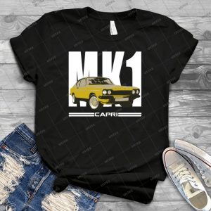 Yellow Ford Capri Mk1 Classic Car 79 - Vintage Men's Shirt Tshirt For Women Classic Handmade Shirt Retro Graphic Tee