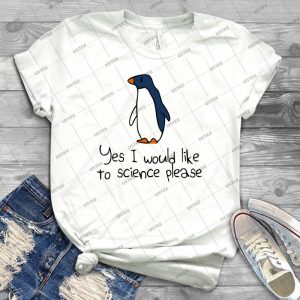 Yes I Would Like To Science Please Penguin 44 - Vintage Men's Shirt Tshirt For Women Classic Handmade Shirt Retro Graphic Tee