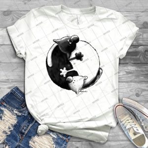 Yin And Yang Cats 17 - Vintage Men's Shirt Tshirt For Women Classic Handmade Shirt Retro Graphic Tee