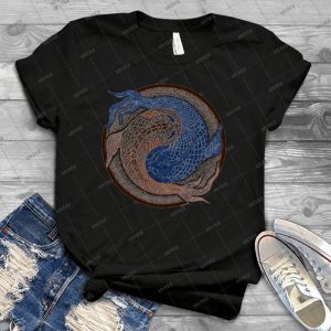 Yin Yang Fish, Shuiwudao Mandala 19 - Vintage Men's Shirt Tshirt For Women Classic Handmade Shirt Retro Graphic Tee