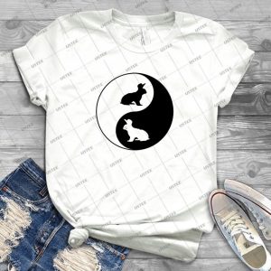 Yin Yang Rabbits 31 - Vintage Men's Shirt Tshirt For Women Classic Handmade Shirt Retro Graphic Tee