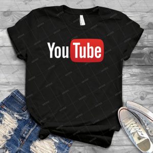 Youtube Full Logo-Rot Auf Schwarz - Vintage Men's Shirt Tshirt For Women Classic Handmade Shirt Retro Graphic Tee