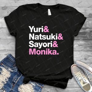 Yuri & Natsuki & Sayori & Monika-Doki Doki Literature Club Shirt - Gift Idea Shirt For Men Tee For Women Classic Retro Vintage Graphic T-Shirt