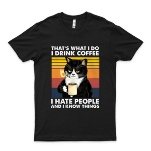 Cat Lover That What I Do Black Cat Drink Beer I Odio People And I Snow Things Camiseta regalo para los amantes de los gatos