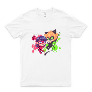 Chibi Time Ladybug Cat Noir 9 Graphic Tee Shirts for Men – Women Vintage Trending Shirt Movie T Shirts- Movie T Shirts For Men- Cool Movie Shirts-white