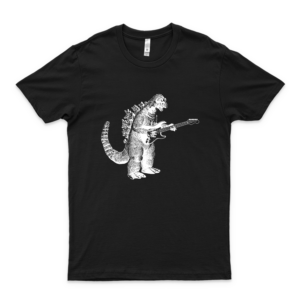 Godzilla Playing Guitar Funny Shirts Vintage Music Tees Basic Novelty Tees Graphics Female Funny S Awesome Comfy Shirt