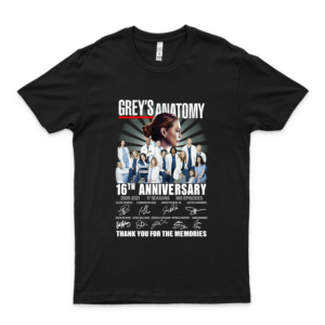 Grey's A-N-A-T-O-M-Y- 16Th Anniversary 2005-2021 17 Seasons Signatures Thank You For The Memories T-Shirt