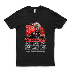 Iron Maiden 45Th Anniversary 1975 2020 Signature T Shirt Hoodie For Men, Women Full Size. Graphic Trending Unisex Youth Unique Tees Aldult T-Shirt Casual Cute Simple
