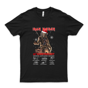 Iron Maiden 45th Anniversary-1975-2020 Signatures  Iron Maiden T Shirt- Iron Maiden 2020