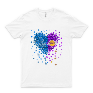 Los Angeles Dódgérs And Lós Ángélés Lákérs Heart Shirt Basic Novelty Tees Graphics Female Cotton Printed Gift T Shirt