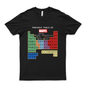 Ma-R-Ve-L Ultimate Periodic Table of Elements Graphic T-Shirt T-Shirt for Unisex Design Shirts Soft Women Unique Tees Art Tee 80S The Best T-Shirt
