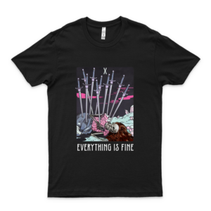 Novastar T Shirts Tárót Shirt Tárót Card Everything Is Fine Tárót Skélétón Ladies Funny Meme T Shirt Gift black