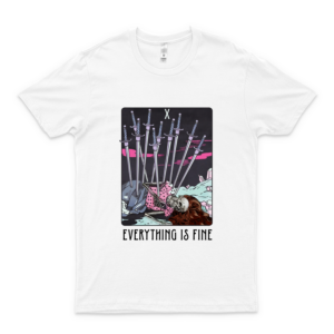 Novastar T Shirts Tárót Shirt Tárót Card Everything Is Fine Tárót Skélétón Ladies Funny Meme T Shirt Gift white