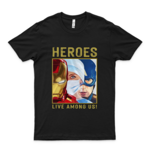 Nurse Shirt Heroes Live Among Us Tee for Women - Nurse Irron Man and Caaptain Ameerica Heroes Nurse I Love This Shirt