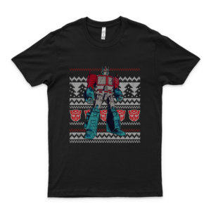 Optimus Prime Faux Ugly Christmas Sweater Transformers T-Shirt red