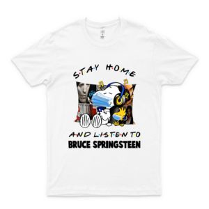 Snóópý And Woodstock Mask Stay Home And Listen To Brúcé Spríngstéén Sweater Unisex T Shirt Hoodie For Men Women
