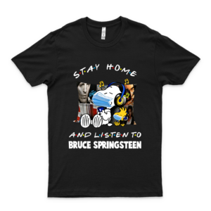 Snóópý And Woodstock Mask Stay Home And Listen To Brúcé Spríngstéén Sweater Unisex T Shirt Hoodie For Men Women Black Love Hoodie