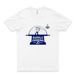 Tam-Pa Bay Lightning 2020 Stan-Ley Cup Bu-Bble Hoc-Key Champions T-Shirt Black Basic Novelty Tees Graphics Female white