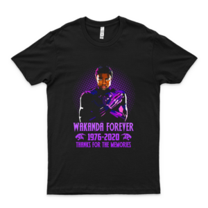 Wakanda Forever Thanks For The Memories Chadwick Boseman 2020 T-Shirt For Man For Women Handmade T-Shirt For Boys Custom T-Shirts T-Shirt Customize
